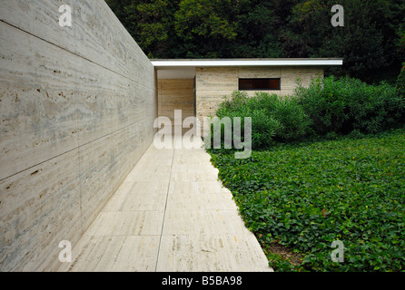 Deutschen Pavillon für die Weltausstellung 1929 entwarf Ludwig Mies van der Rohe Barcelona Catalonia Spanien rekonstruiert Stockfoto