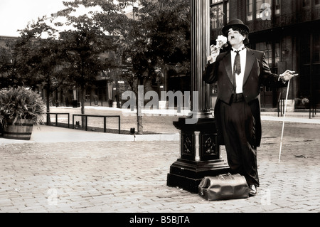 Charlie Chaplin Gentleman mit einer Blume Stockfoto