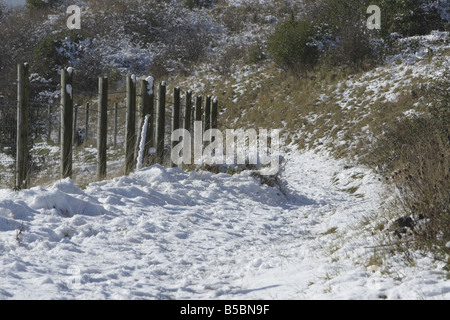 Wanderweg neben einem Zaun Stockfoto