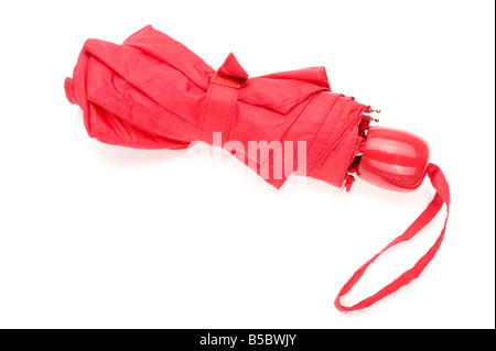 Damen Falten roten Regenschirm Stockfoto