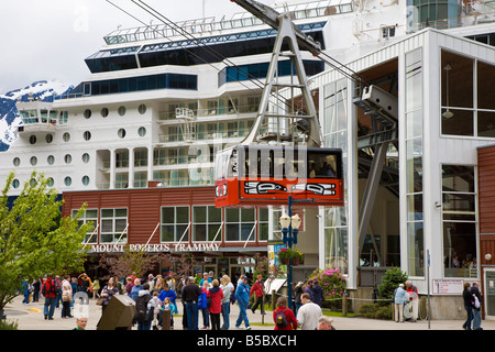 Mount Roberts Tramway befördert Passagiere, oben auf einem Berg mit Blick auf Juneau Alaska Stockfoto