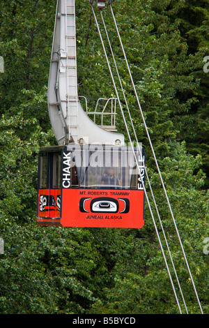 Mount Roberts Tramway befördert Passagiere, oben auf einem Berg mit Blick auf Juneau Alaska Stockfoto