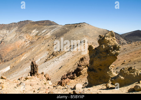Mount Tongariro vom Rand der South Crater, Tongariro Crossing, Nordinsel, Neuseeland Stockfoto