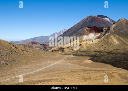 Mount Ngauruhoe und der rote Krater vom zentralen Krater, Tongariro Crossing, Nordinsel, Neuseeland Stockfoto