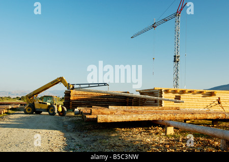 Eine neue Blockhütte in Montana gebaut Stockfoto