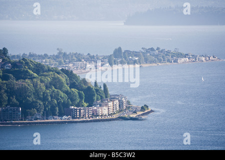 Luftbild von West Seattle und Alki Beach, Washington, USA Stockfoto