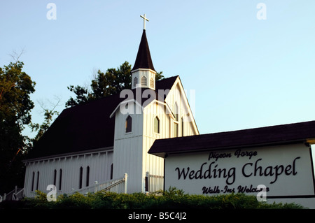 Eine Hochzeitskapelle in Pigeon Forge Tennessee in der Nähe von den Smokey Mountains. Stockfoto