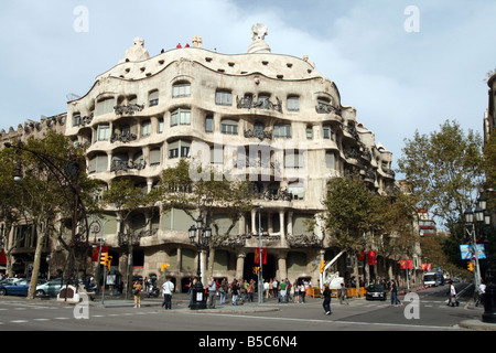 Casa Mila / La Pedrera von Antoni Gaudi [92, Passeig de Gracia, Stadtteil Eixample, Barcelona, Katalonien, Spanien, Europa]. Stockfoto