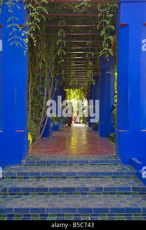 Teil des Displays an den Majorelle Garten und die Villa Marjorelle, ein botanischer Garten in der Nähe von Zentrum von Marrakesch. Stockfoto