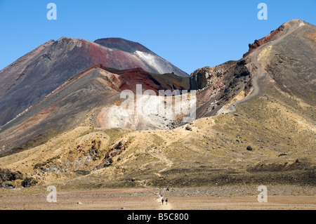 Mount Ngauruhoe und der rote Krater vom zentralen Krater, Tongariro Crossing, Nordinsel, Neuseeland Stockfoto