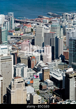Luftaufnahme über dem Union Square und Finanzviertel San Francisco Stockfoto