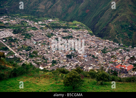 Ansicht von oben, Übersicht, Stadt Banos de Agua Santa, Provinz Tungurahua, Ecuador Stockfoto