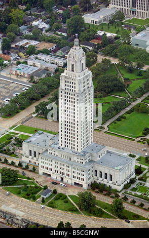 Luftaufnahme über Louisiana State Capitol Gebäude Baton Rouge Stockfoto