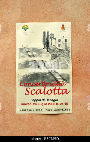 Plakat in St. Giovanni in der Nähe von Bellagio am Comer See in der Lombardei in Italien Stockfoto