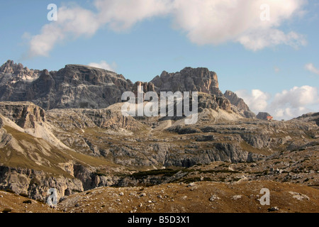 Die Alphütte Locatelli Rifugio Locatelli in die Sextner Dolomiten im Nordosten Italiens Stockfoto