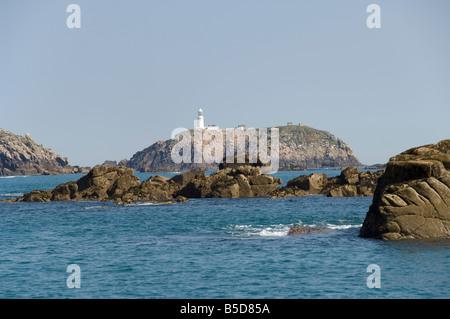 Leuchtturm auf Round Island, Isles of Scilly, aus Cornwall, Europa Stockfoto