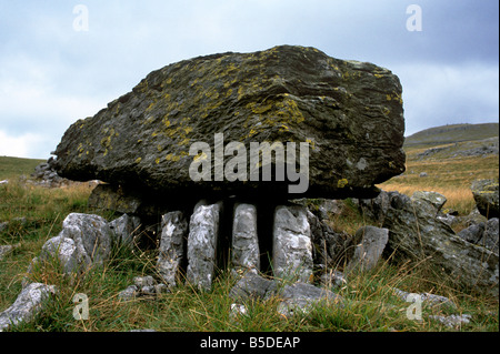 Bei Findlingen, Felsen links auf Kalkstein Pflaster durch Erosion, Yorkshire Dales National Park, Yorkshire, England Stockfoto