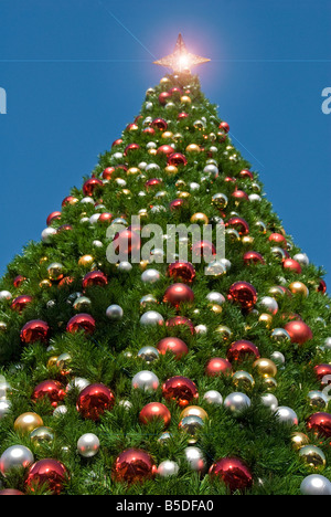 Weihnachtsbaum geschmückt Xmas outdoor-Urlaub, Ferien, Urlaub, Urlauber, Urlaub, Urlauber, Baum, Bäume, Weihnachten Stockfoto