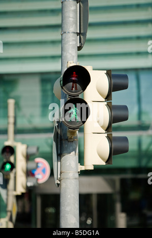 Fußgänger leicht Signalisierung grün, Nahaufnahme Stockfoto