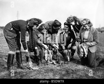 Mädchen von der Womens Landheer (Schädlinge Abteilung) sind dafür in S. Wales als Ratte Catcher. Mädchen zählen die Tage-Tasche. März-194 Stockfoto