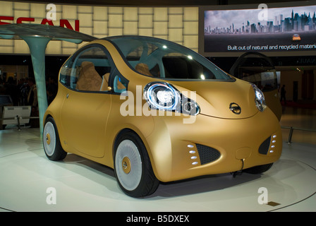 Paris Frankreich, Paris Auto Show, Elektromotor, Concept Car, Nissan 'NUV U' gebaut aus natürlichen und recycelten Materialien, Green Tech Stockfoto