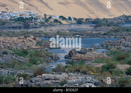 Blick auf die ersten Katarakt des Nils in der Nähe von Assuan, Ägypten Stockfoto