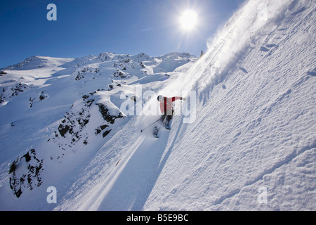 Österreich, Tirol, Zillertal, Gerlos, Freeride, Mann, Abfahrt Stockfoto