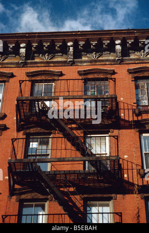 Detail des Gebäudes mit Feuerleiter Manhattan New York City-Vereinigte Staaten von Amerika-Nordamerika Stockfoto
