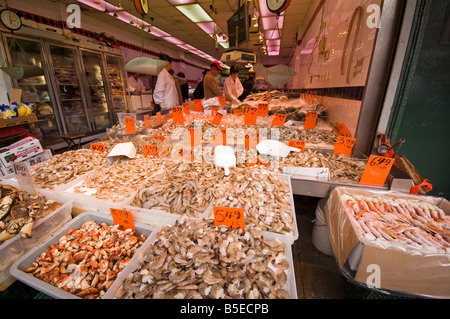 Fischgeschäft in Canal Street Chinatown New York USA Stockfoto