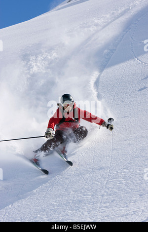 Österreich, Tirol, Zillertal, Gerlos, Freeride, Mann, Abfahrt Stockfoto