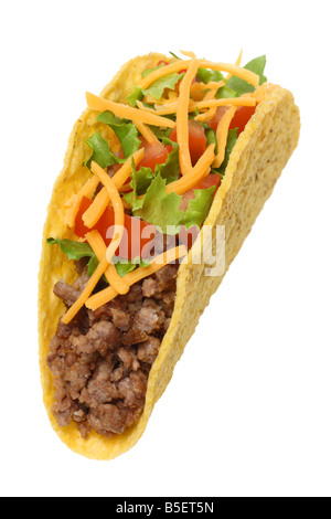 Taco-Ausschnitt auf weißem Hintergrund Stockfoto