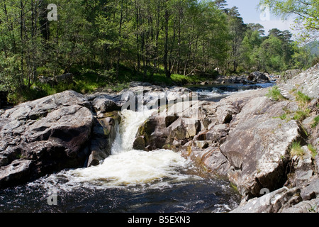 Sommernachmittag am Hund fällt auf den Fluss Affric bei Glen Affric Stockfoto