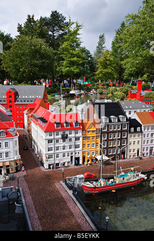 Modell der Nyhavn in Kopenhagen, Legoland, Dänemark Stockfoto