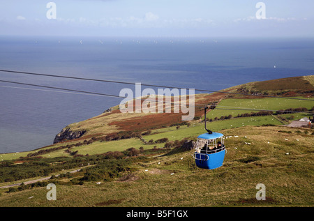 Güterwagen, nähert sich des Gipfels des Great Orme oberhalb der Ortschaft Llandudno Stockfoto