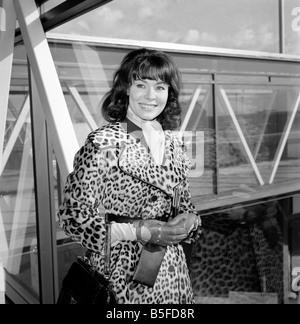 Schauspielerin Anne Heywood, am Flughafen Heathrow ist heute angekommen aus Genf. Anne präsentiert der Königin Stockfoto