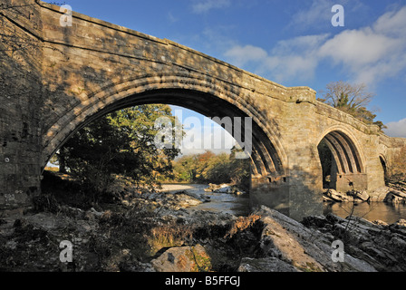 Teufelsbrücke, Fluß Lune, Kirkby Lonsdale, Cumbria, England, Vereinigtes Königreich, Europa. Stockfoto