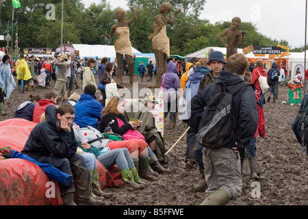 Schlammigen Glastonbury Festival 2007 Stockfoto