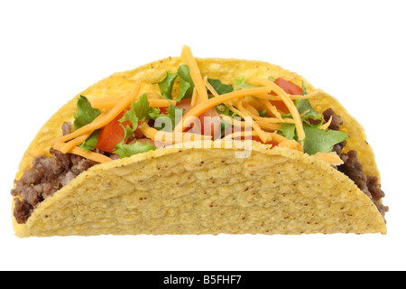 Taco-Ausschnitt auf weißem Hintergrund Stockfoto