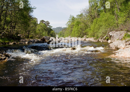 Sommernachmittag am Hund fällt auf den Fluss Affric bei Glen Affric Stockfoto