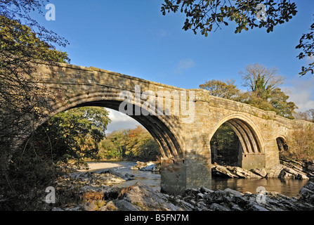 Teufelsbrücke, Fluß Lune, Kirkby Lonsdale, Cumbria, England, Vereinigtes Königreich, Europa. Stockfoto