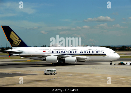 Airbus A 380 am Flughafen Sydney Stockfoto