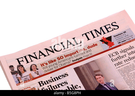 Die Financial Times Zeitung Prognose Weltrezession Stockfoto