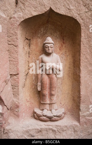 Buddhistische Statuen und Grotten in Bingling-Tempel-Lanzhou-Gansu-Provinz China Stockfoto