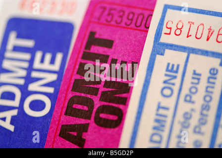 Hintergrund der drei Rüsche Tickets hautnah Stockfoto