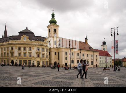 Römisch-katholische Kirche, Piata Mare, großen Platz, Sibiu, Siebenbürgen, Rumänien Stockfoto