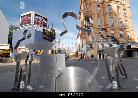 Der Beatles-Platz auf Große Freiheit in Hamburg, Nord-Deutschland. Ein Denkmal für die Musiker aus Liverpool, beginnen ihre caree Stockfoto