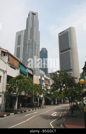 Singapur Straßenszene und Skyline von April 2008 Stockfoto