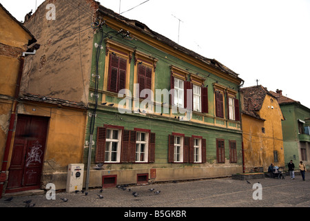 Mittelalterlichen Häusern, Sibiu, Siebenbürgen, Rumänien Stockfoto