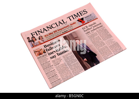 Die Financial Times Zeitung Prognose Weltrezession Stockfoto