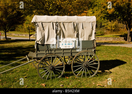 Eine Marketenderin Wagen ist auf dem Display bei Harpers Ferry National Historical Park in Harpers Ferry, West Virginia. Stockfoto